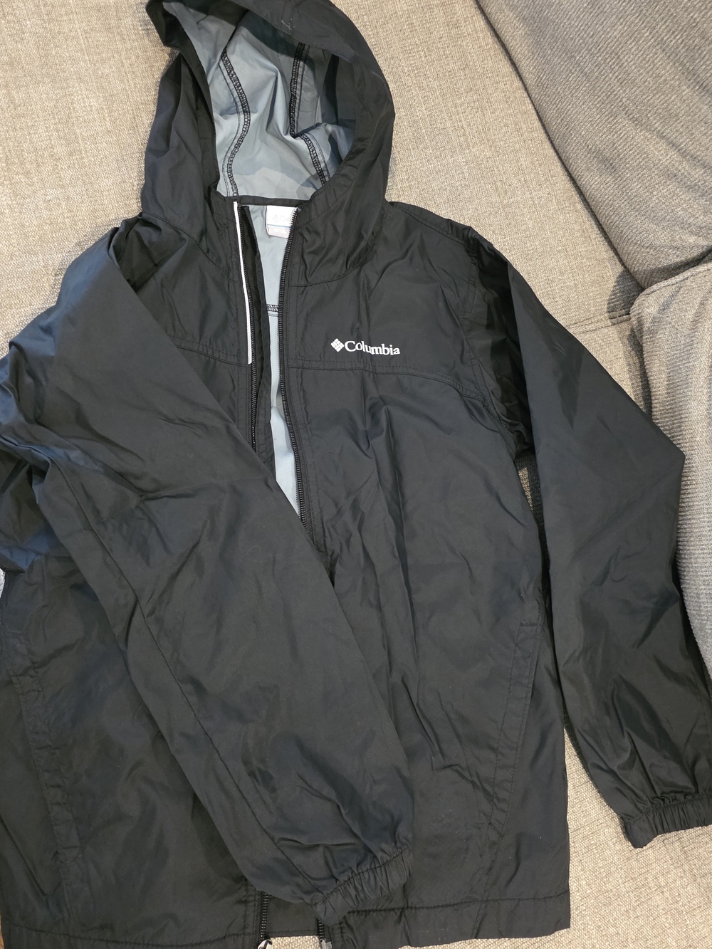 Columbia Black Hooded Kids Rain Jacket
